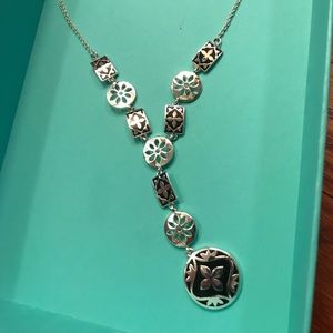 Silver and black “Y” necklace